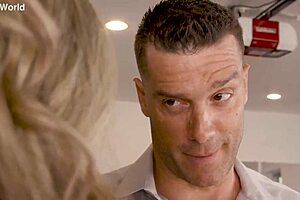 So this busty blonde milf Cory Chase is in the kitchen with glasses on, taking deep anal from the real estate agent.