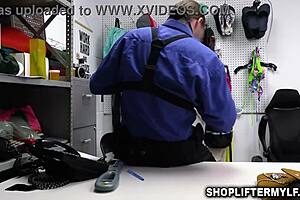 Shoplifter milf Alexis Malone offers the officer a blowjob before he explores her area.