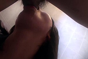 Asian mom starts with a blowjob then bends over for doggystyle fuck.