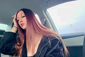 I love my big tits long hair artemisia love during smoking session in the car