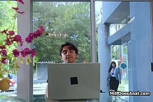 caught wanking leads to deep anal hammering!