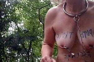 Esclave F In Forest Humiliation And Belt Punishment!