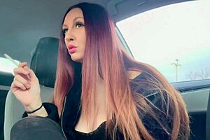 I love my big tits long hair artemisia love during smoking session in the car