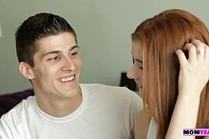 Milf and teen 18+, are you both ready to give this young guy a double blowjob with your petite bodies and small tits?