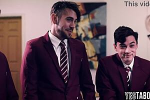 Whoa, these horny students are gangbanging that huge tits bbw mature teacher right in the classroom with big cocks.