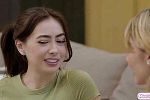 Watch this stepdaughter dive into a hot lesbian threesome with stepmom and her BFF!