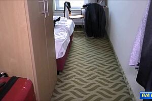 eva engel naughty fuck and creampie with fan in hotel room oh god yes