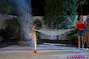 What a wild 4th of July finish with stepson exploding in stepmilf's mouth - full MyPervyFamily scene
