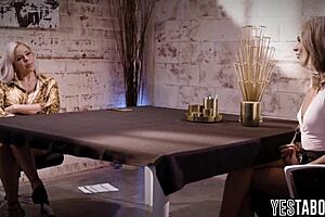 desperate blonde applicant impresses big tits lesbian interviewer during job interview by showcasing skills and landing the position successfully