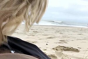 Lazy milf on beach wakes up to fat big cock pounding her ass in outdoor creampie