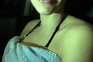 Beach girl removes my condom in the car