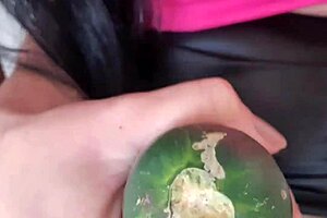 Spreading Shaved Pussy For Wet Cucumber!