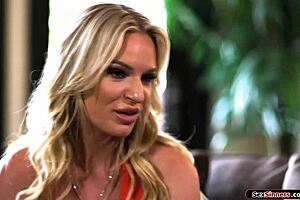 Busty lesbian milf neighbor facesits teen with pussy licking