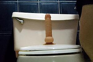 Colombian amateur Latina babe rides dildo before shower