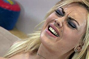 blonde cheating wife takes big black cock deep with wet pussy and cum in mouth