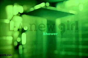 sophisticated brunette model enjoys a relaxing shower