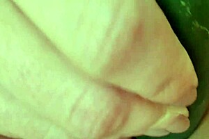 Spreading Shaved Pussy For Wet Cucumber!