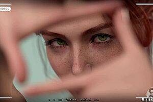 In summer heat, brunette milf with big tits and shaved pussy gets SLAMMED in close up.