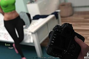 In summer heat, brunette milf with big tits and shaved pussy gets SLAMMED in close up.