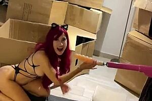 Why Does This Huge Dildo Sex Machine Pound Deep Throat on Teen 18+ Cat Girl? Hardcore Fetish Blowjob with Monster Toy Sucking!