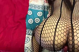 Caught my horny stepmom watching porn on bed so I made her suck my huge cock!