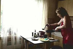 Blonde milf in stockings contrasts with cute brunette girl showing natural tits and perfect ass in family nudism fetish