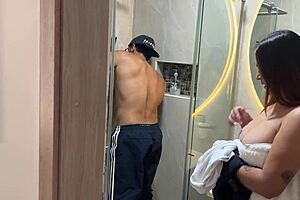 busty latina babe calls over the neighbor with the huge cock to fix her shower, leading to intense colombian-style pounding with ass shaking and tattoos on display