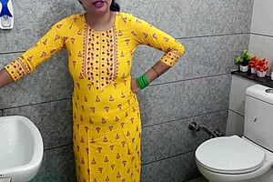 Intriguing indian step mother gets fucked by step son in dirty washroom with hindi audio and creampie close up