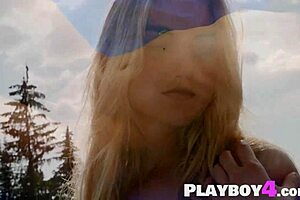 perfect tits blonde milf contrasts passion posing action for playboy with outdoor striptease and small tits undressing