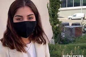 Hot latina Marina Gold gets caught on the street and sucks small cock in public interracial blowjob with outdoor riding and wet pussy missionary.