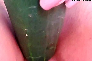 Spreading Shaved Pussy For Wet Cucumber!