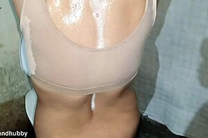 view of wet brown pussy and desi big ass with swaying big boobs