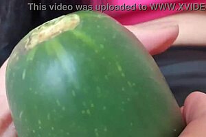 Spreading Shaved Pussy For Wet Cucumber!