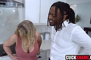 Wifey fucks that black guy with her big tits to pay off cuckold husbands debt - andie anderson