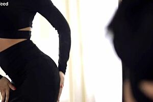 Blowjob in funeral veil from curvy amateur babe with big ass and stockings