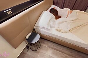 Why does stepson enter the wrong hotel room only to find his stepmom Eva Myst with her wet hairy pussy ready for huge cock missionary pounding?