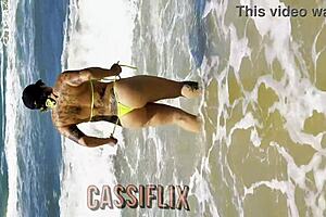 Wow check out Cassiana Costa with her big ass at the beach getting fucked by three big black cocks! She takes facial cumshots in this intense interracial homemade video!