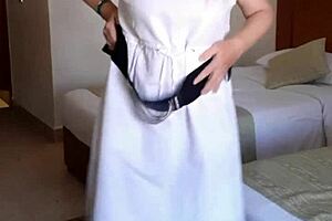 hot gilf with big tits and natural boobs enjoys bbc action while playing with her huge dildo in stockings