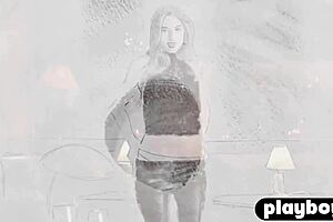 Brunette Babe In Hot Lingerie Performs Striptease Undressing Naked