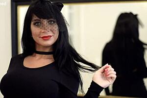 Blowjob in funeral veil from curvy amateur babe with big ass and stockings