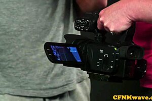 Gorgeous CFNM domina sucking on guy's cock in group fun 😏