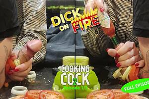 Fuck yeah, extreme cock torment with urethral insertion using cucumber in wild kitchen bdsm session!