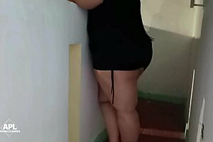 Hidden camera catches petite bbw neighbor whore with big ass getting creampie in doggystyle and deepthroat while kissing