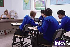 profesora milf colombiana se folla a su alumno enano preñador cata sanchez with big tits ass and feet play