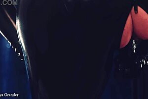 latex milf with big ass and natural tits in shiny fetish and gloves teasing arya grander for kinky seduce