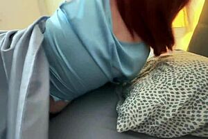 Step mom in hotel room jerks him off and rides cock in shameful pleasure