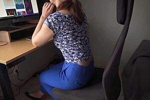 Naughty coworker camel toe tease and denial gets me going 😏