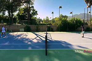 tennis stepmom engages in fitness routine outdoors