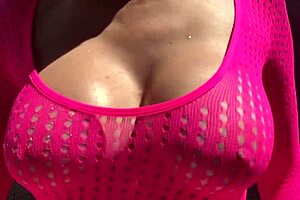 Italian big tits milf Artemisia Love says, look at my juicy tits during this outdoor water play session