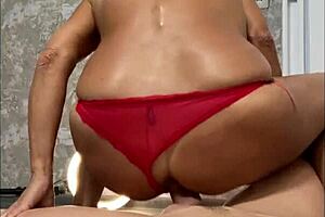 This milf lady climbs on her stepsons stiff big cock for intense riding. She gets creampie in wet pussy during taboo mother in law encounter.